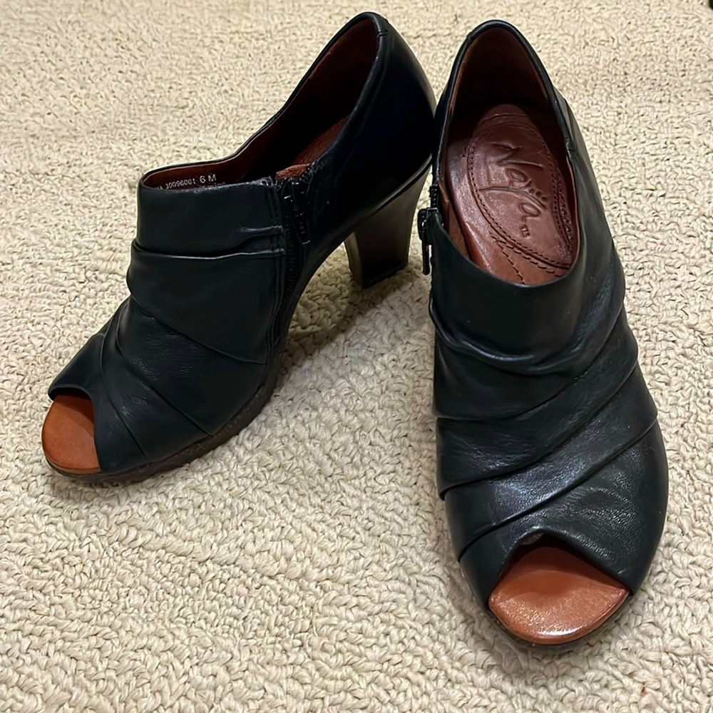 Naya Black Leather Booties
